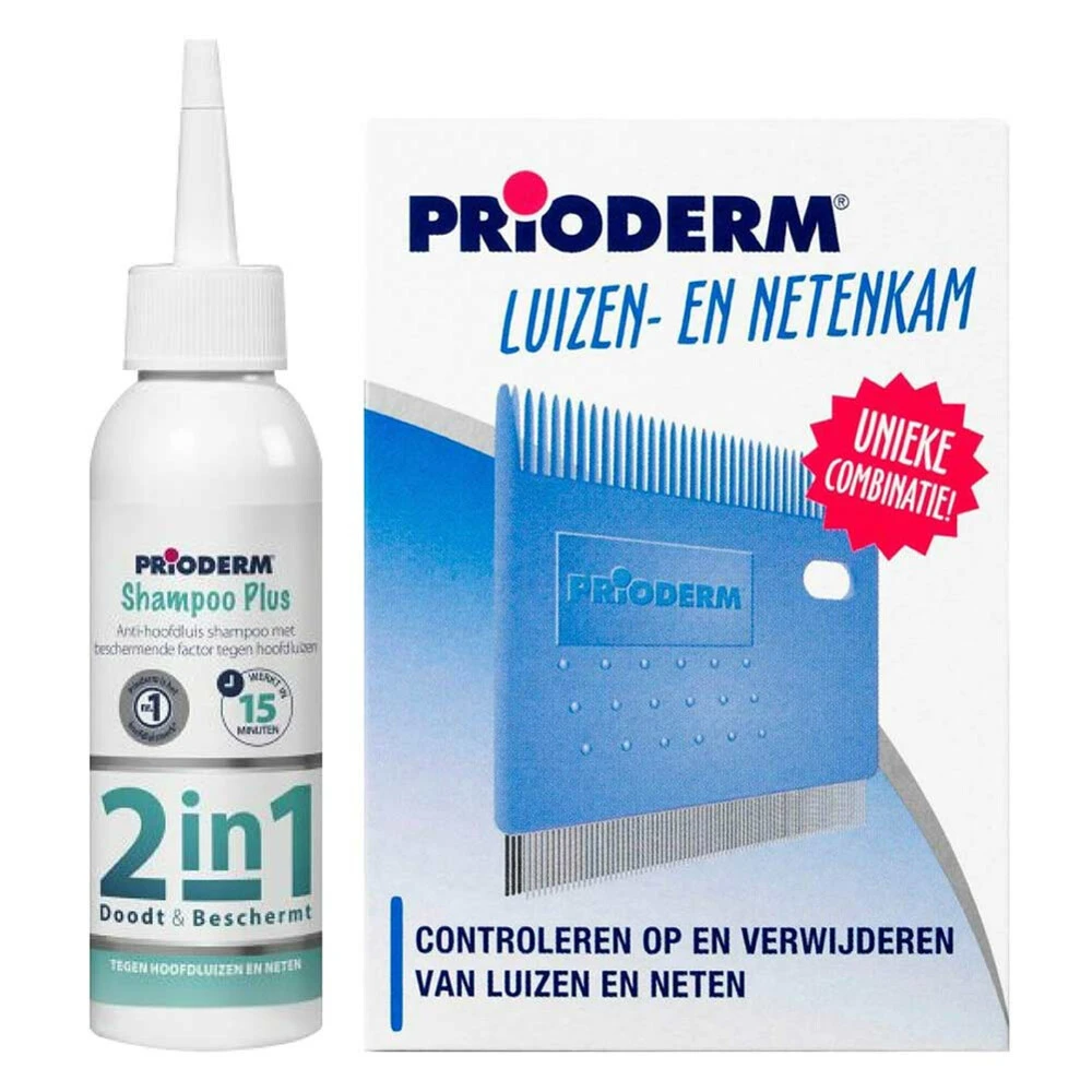 Prioderm Shampoo Plus + Luizen- En Netenkam Pakket 3 Prioderm Shampoo Plus + Luizen- En Netenkam Pakket
