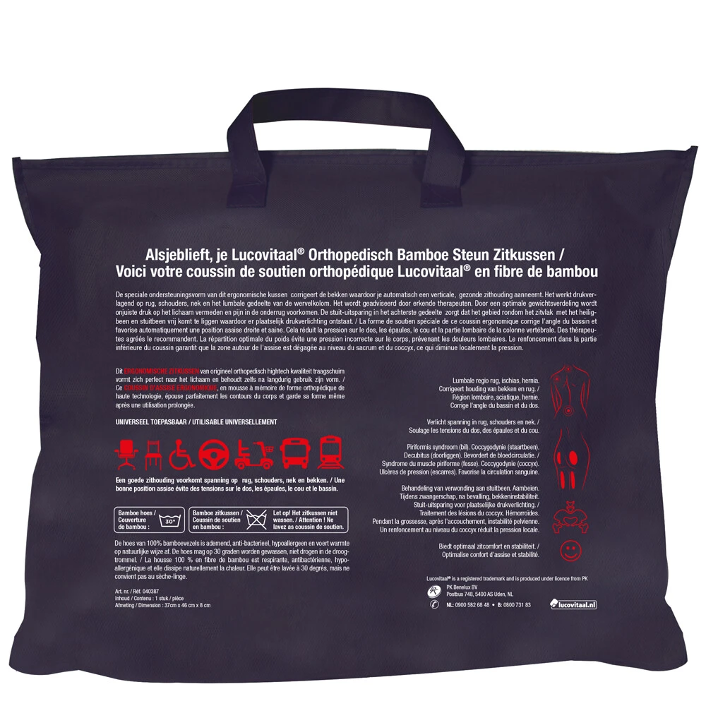Lucovitaal Steun Zitkussen Bamboe 4 Lucovitaal Steun Zitkussen Bamboe - Afbeelding 2